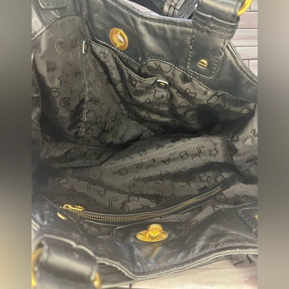 MARC JACOBS BLACK SEQUIN LEATHER HANDBAG VINTAGE - Picture 14 of 15